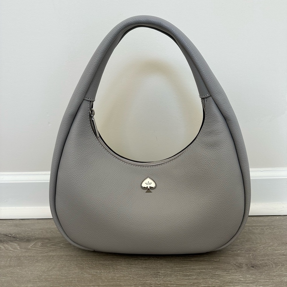 Kate Spade Kayla Crescent Leather Shoulder Bag | Mountain Grey